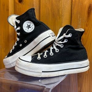 Converse All Stars High Woman’s Sz 5 Black Canvas Platform Sneakers Shoes Chucks